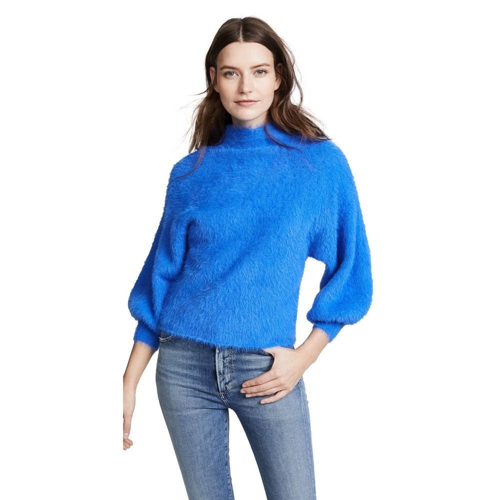 Line & Dot Fuzzy Alder Sweater Bright Blue Size M